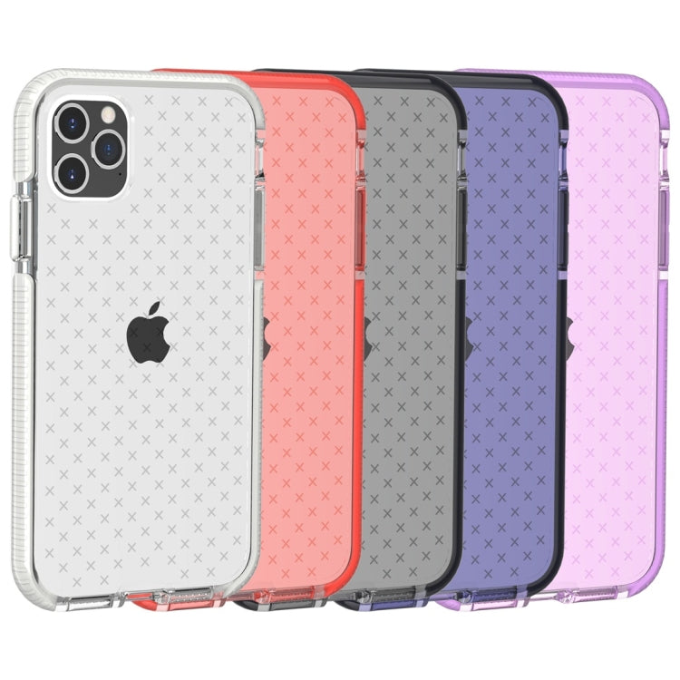 For iPhone 11 Pro Max Grid Pattern Shockproof Transparent TPU Protective Case