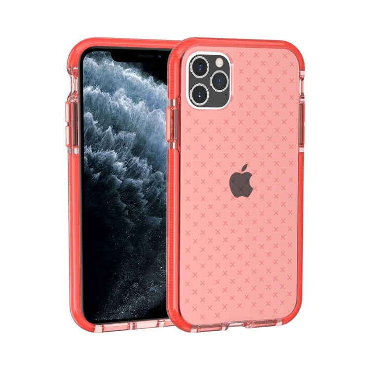 For iPhone 11 Pro Max Grid Pattern Shockproof Transparent TPU Protective Case