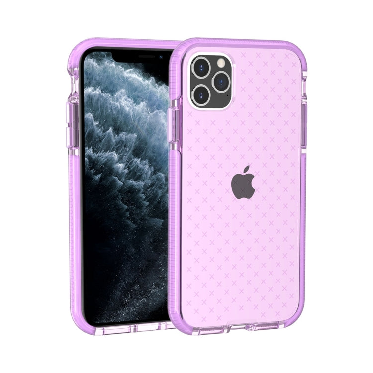 For iPhone 11 Pro Max Grid Pattern Shockproof Transparent TPU Protective Case