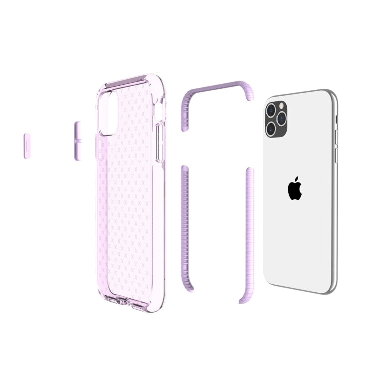 For iPhone 11 Pro Max Grid Pattern Shockproof Transparent TPU Protective Case