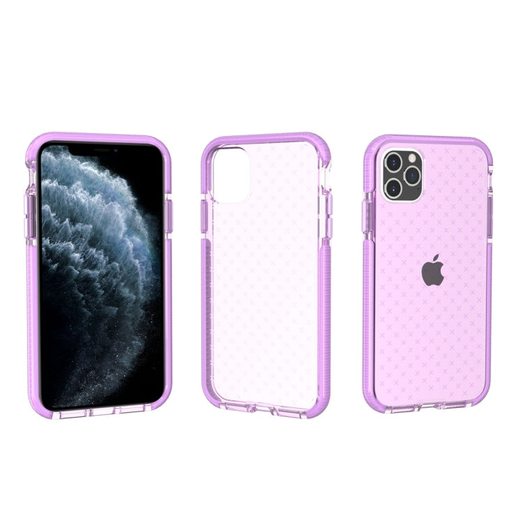 For iPhone 11 Pro Max Grid Pattern Shockproof Transparent TPU Protective Case