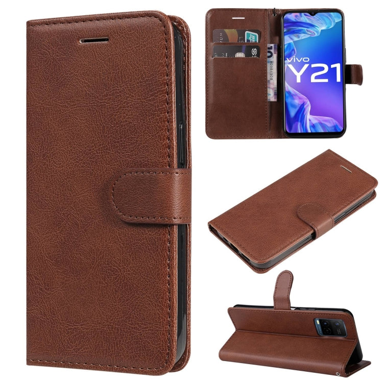 For vivo Y21 2021 / Y21s / Y33s Pure Color Horizontal Flip Leather Case with Holder & Card Slots & Wallet & Lanyard