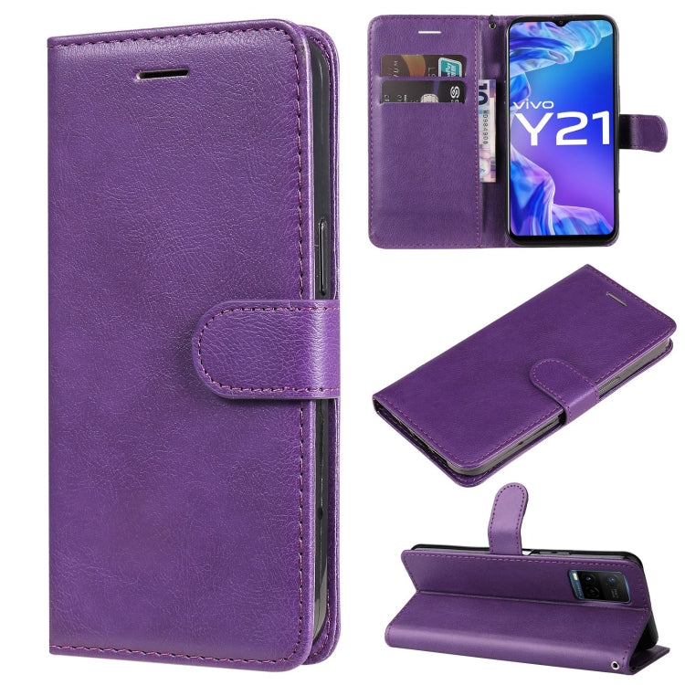 For vivo Y21 2021 / Y21s / Y33s Pure Color Horizontal Flip Leather Case with Holder & Card Slots & Wallet & Lanyard