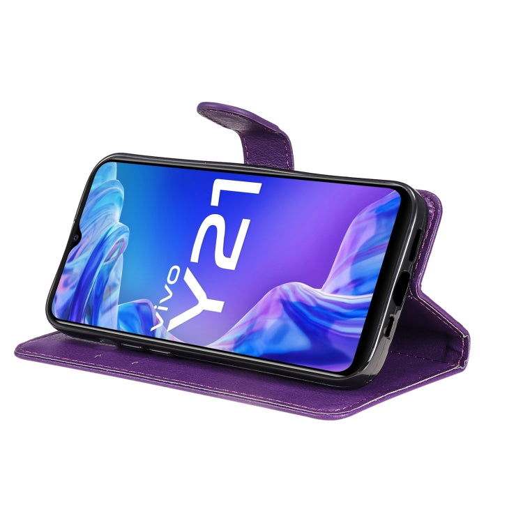 For vivo Y21 2021 / Y21s / Y33s Pure Color Horizontal Flip Leather Case with Holder & Card Slots & Wallet & Lanyard