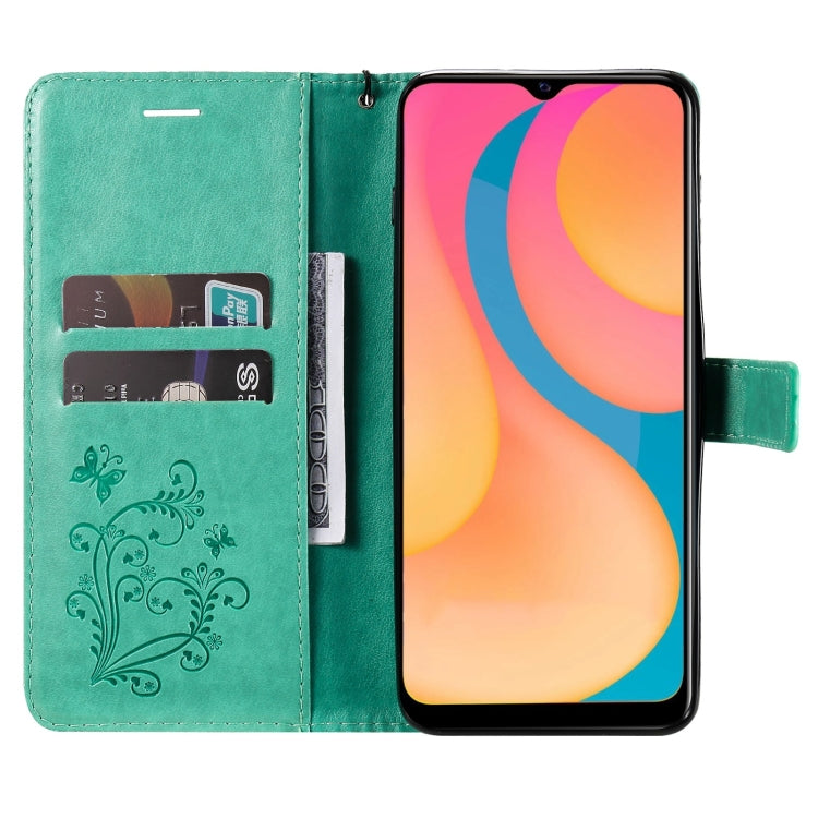For vivo Y20 / Y20a / Y20s Pressed Printing Butterfly Pattern Horizontal Flip PU Leather Case with Holder & Card Slots & Wallet & Lanyard