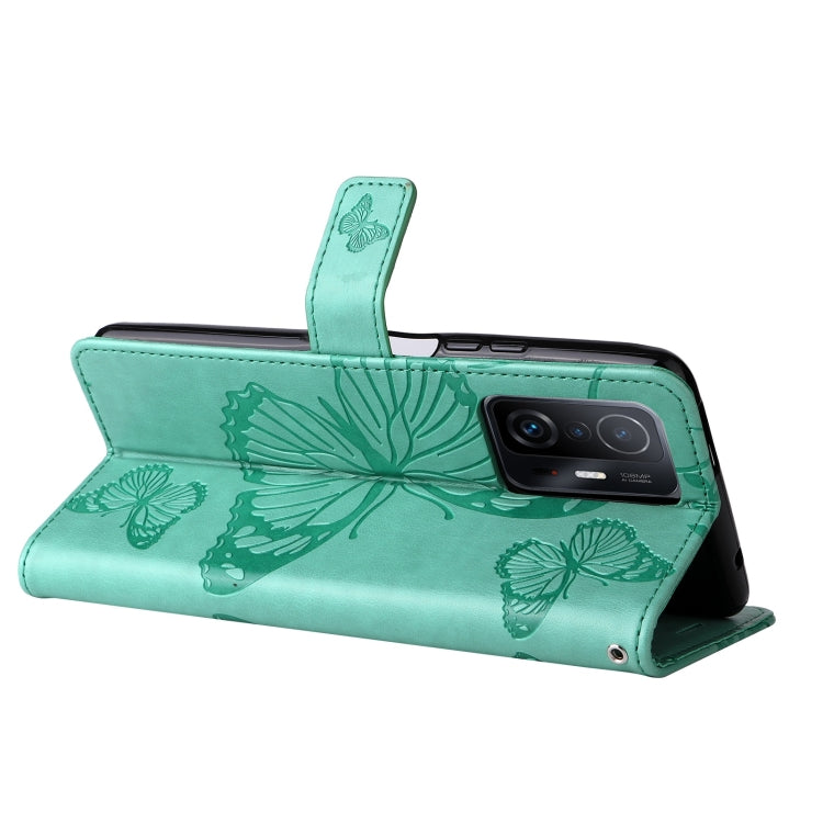 For Xiaomi Mi 11T / 11T Pro Pressed Printing Butterfly Pattern Horizontal Flip PU Leather Case with Holder & Card Slots & Wallet & Lanyard