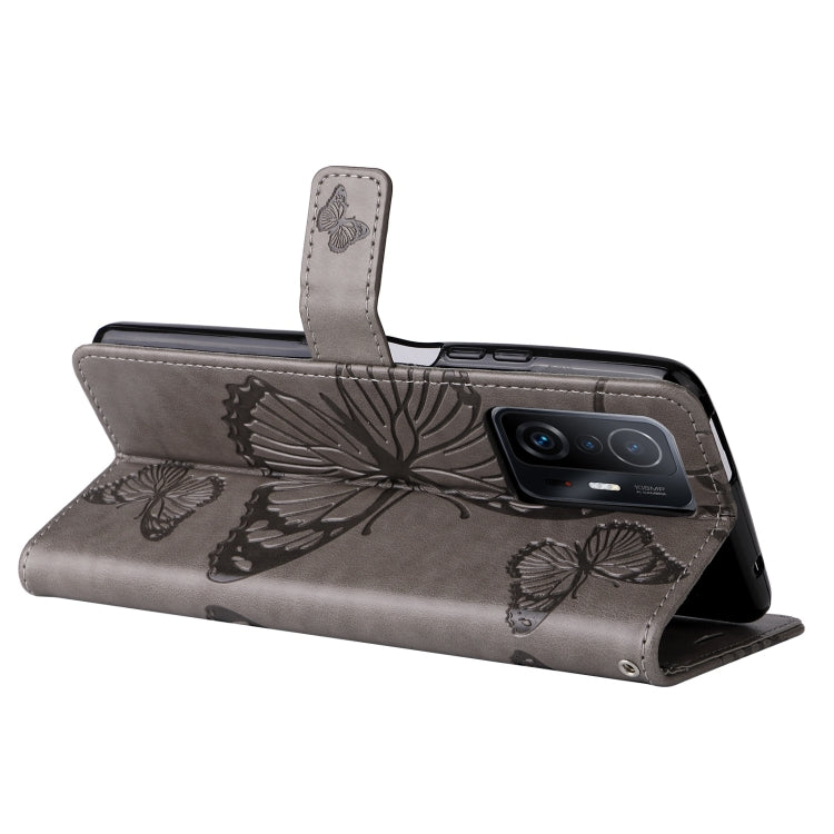 For Xiaomi Mi 11T / 11T Pro Pressed Printing Butterfly Pattern Horizontal Flip PU Leather Case with Holder & Card Slots & Wallet & Lanyard