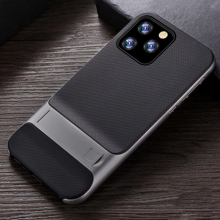 For iPhone 11 Pro Plaid Texture Non-slip TPU + PC Case with Holder
