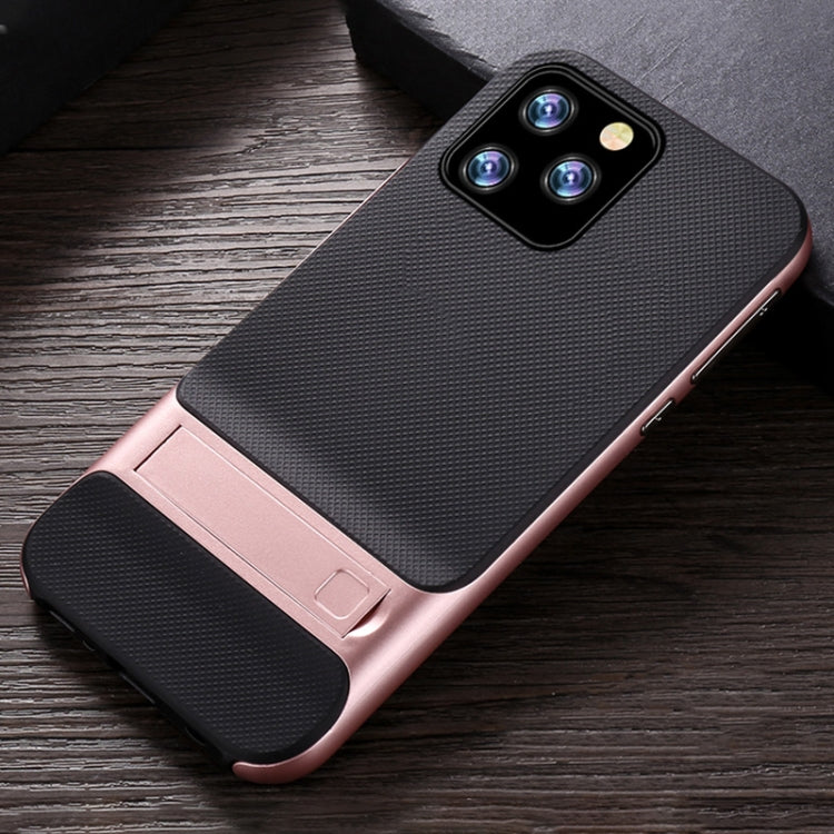 For iPhone 11 Pro Plaid Texture Non-slip TPU + PC Case with Holder