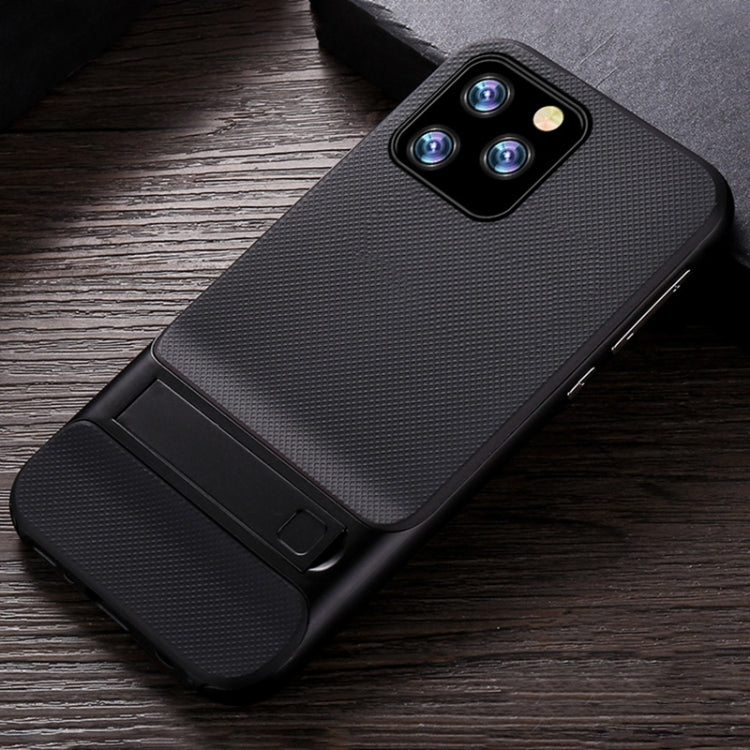 For iPhone 11 Pro Plaid Texture Non-slip TPU + PC Case with Holder