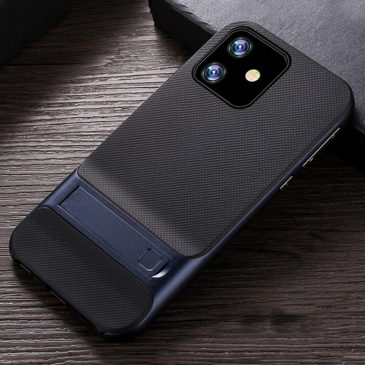 For iPhone 11 Plaid Texture Non-slip TPU + PC Case with Holder