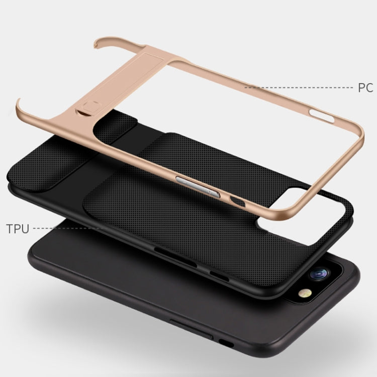 For iPhone 11 Plaid Texture Non-slip TPU + PC Case with Holder