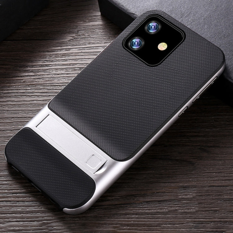 For iPhone 11 Plaid Texture Non-slip TPU + PC Case with Holder