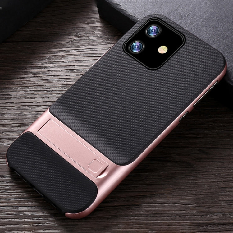 For iPhone 11 Plaid Texture Non-slip TPU + PC Case with Holder