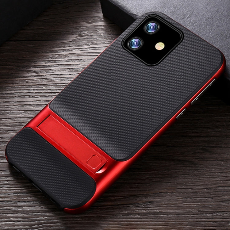 For iPhone 11 Plaid Texture Non-slip TPU + PC Case with Holder
