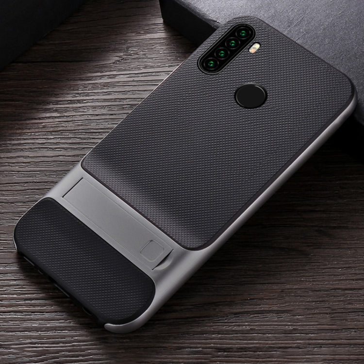 For Xiaomi Redmi Note 8 Plaid Texture Non-slip TPU + PC Case with Holder