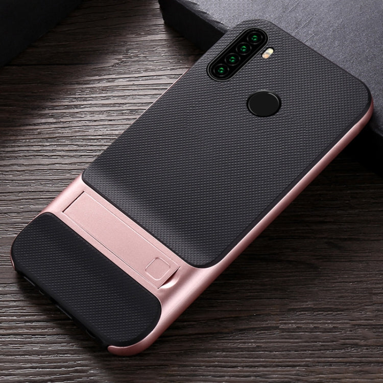 For Xiaomi Redmi Note 8 Plaid Texture Non-slip TPU + PC Case with Holder