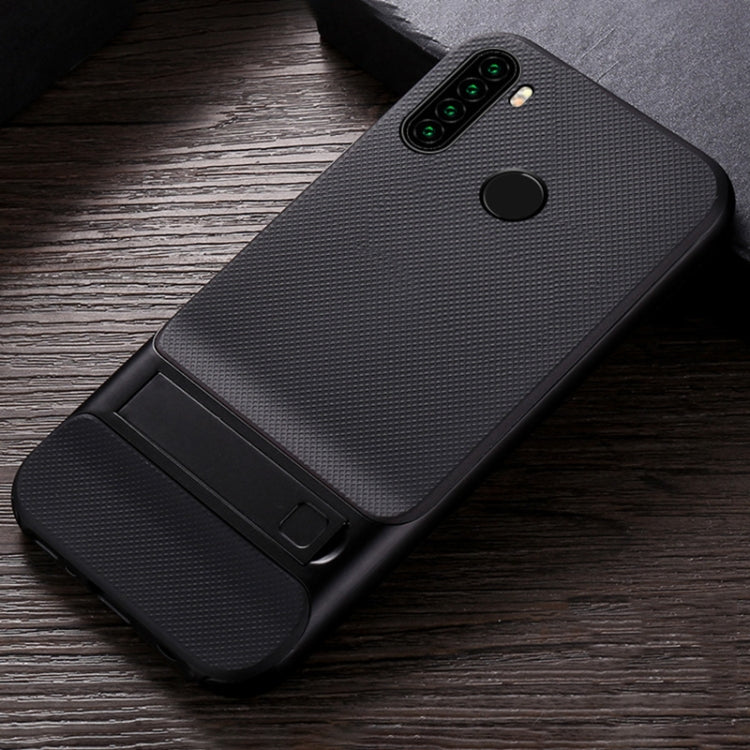 For Xiaomi Redmi Note 8 Plaid Texture Non-slip TPU + PC Case with Holder