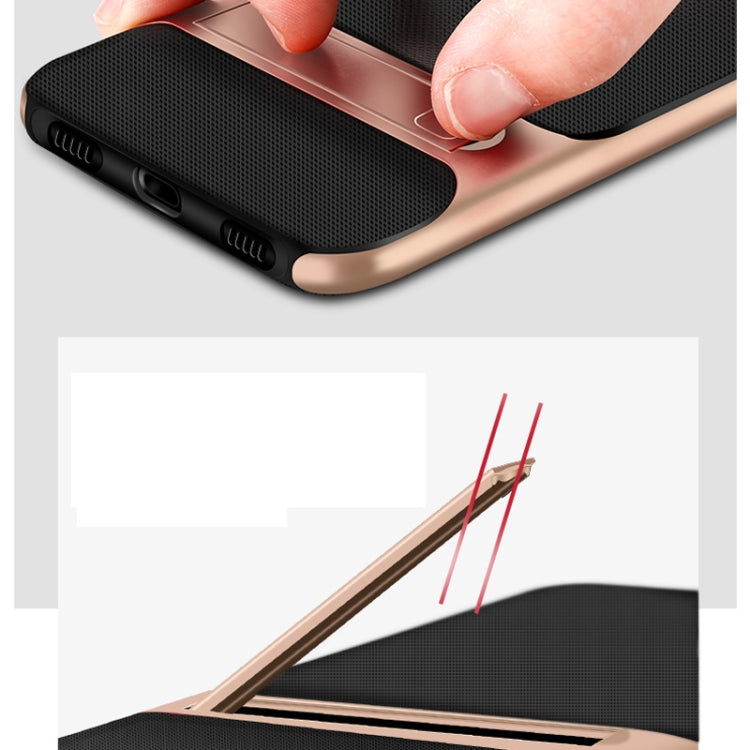 For OnePlus 7 Plaid Texture Non-slip TPU + PC Case with Holder