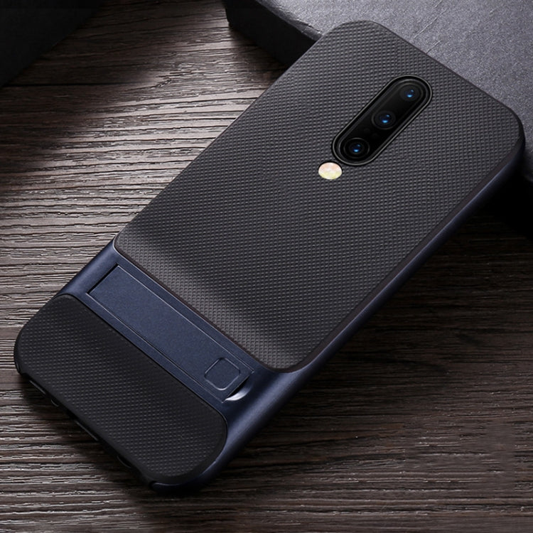 For OnePlus 7 Pro Plaid Texture Non-slip TPU + PC Case with Holder