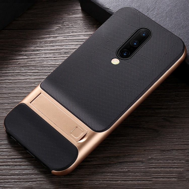 For OnePlus 7 Pro Plaid Texture Non-slip TPU + PC Case with Holder