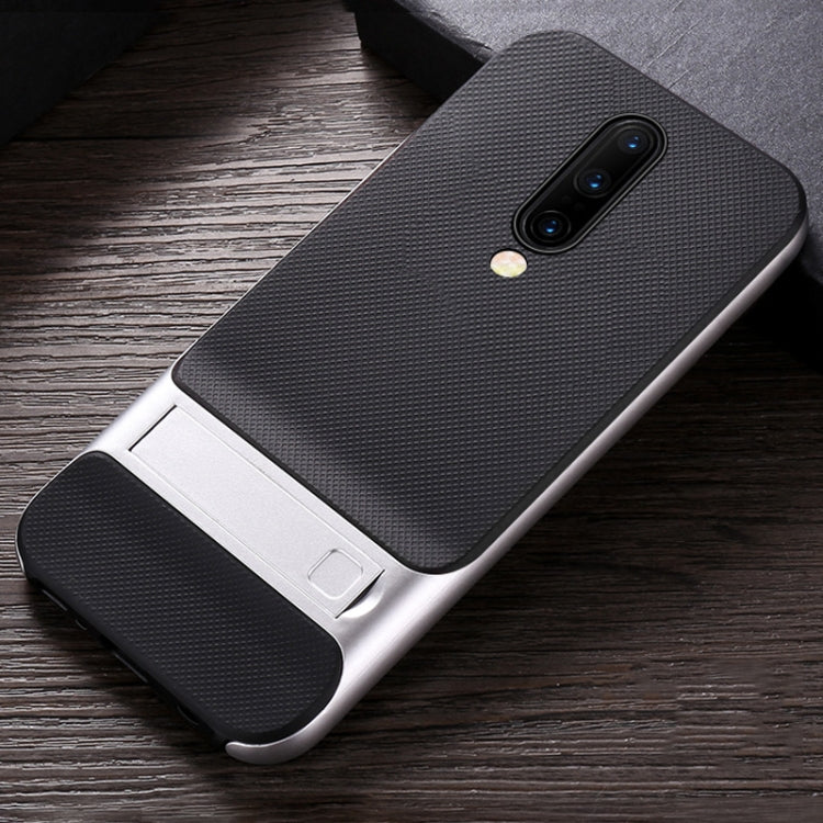 For OnePlus 7 Pro Plaid Texture Non-slip TPU + PC Case with Holder