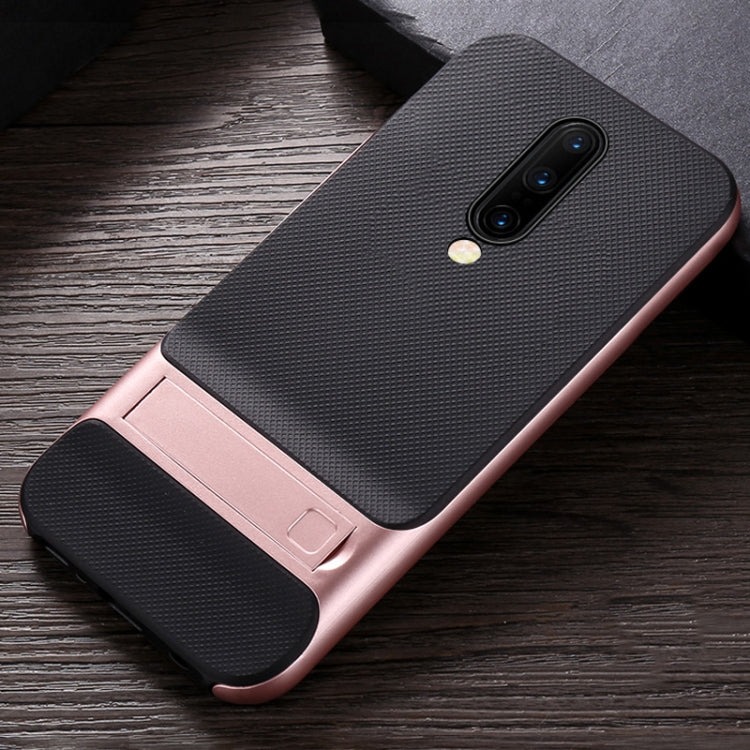 For OnePlus 7 Pro Plaid Texture Non-slip TPU + PC Case with Holder