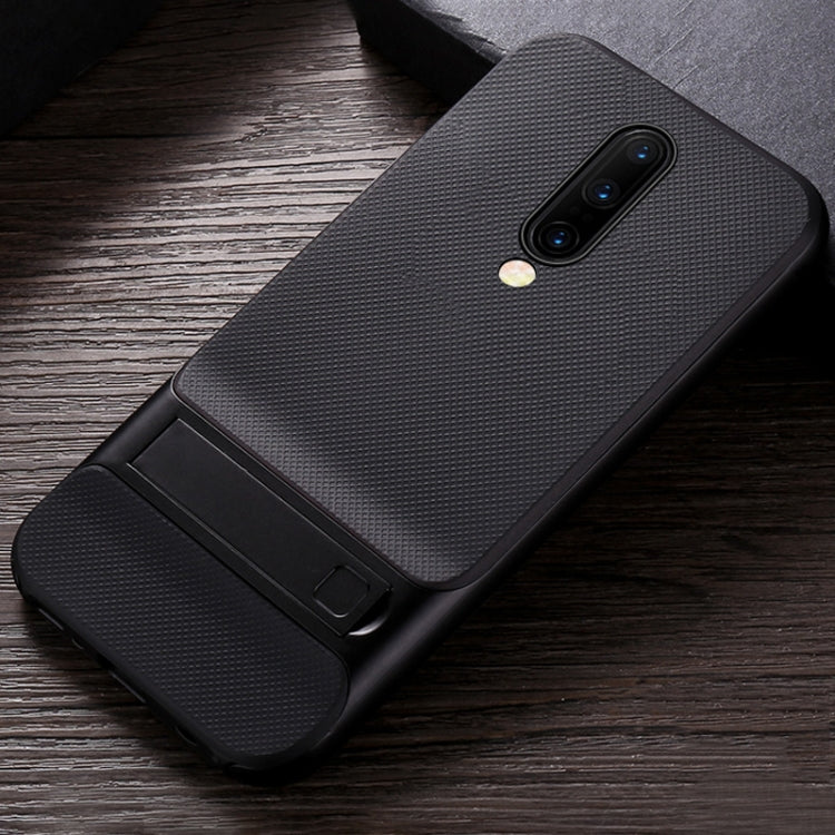 For OnePlus 7 Pro Plaid Texture Non-slip TPU + PC Case with Holder
