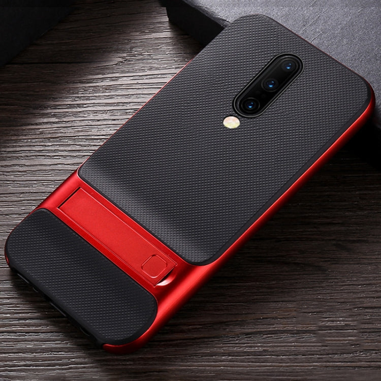 For OnePlus 7 Pro Plaid Texture Non-slip TPU + PC Case with Holder