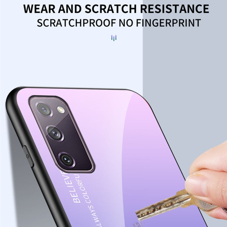 For Samsung Galaxy S20 FE Gradient Color Painted TPU Edge Glass Case