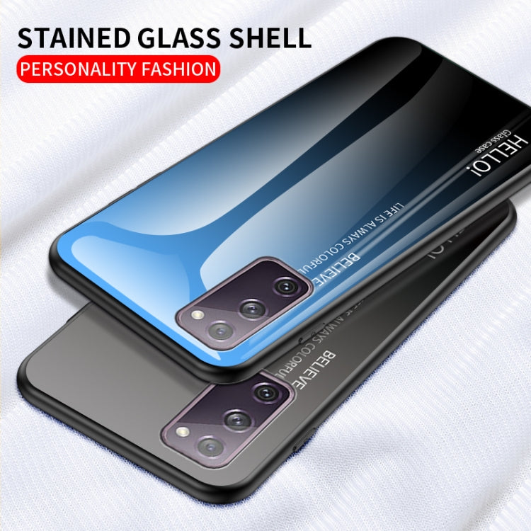 For Samsung Galaxy S20 FE Gradient Color Painted TPU Edge Glass Case