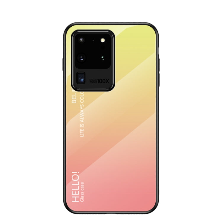 For Samsung Galaxy S20 Ultra Gradient Color Painted TPU Edge Glass Case