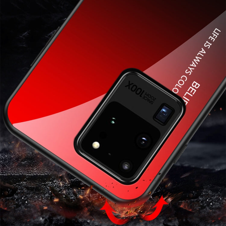For Samsung Galaxy S20 Ultra Gradient Color Painted TPU Edge Glass Case