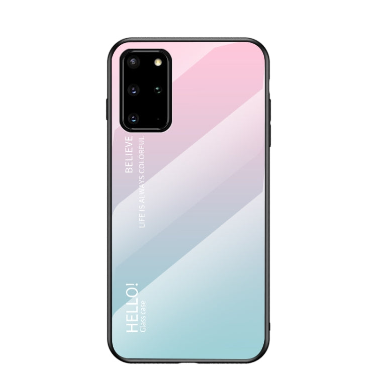 For Samsung Galaxy S20+ Gradient Color Painted TPU Edge Glass Case