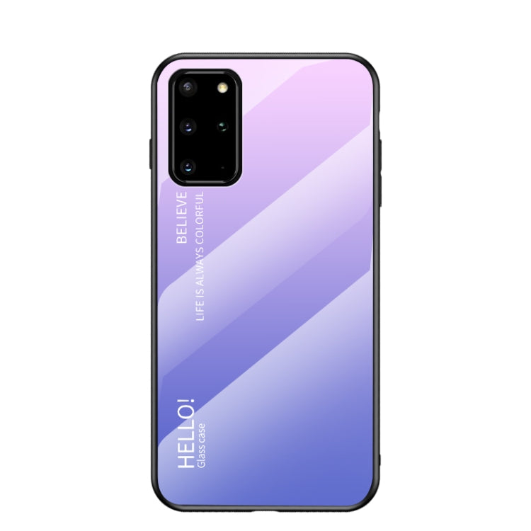 For Samsung Galaxy S20+ Gradient Color Painted TPU Edge Glass Case
