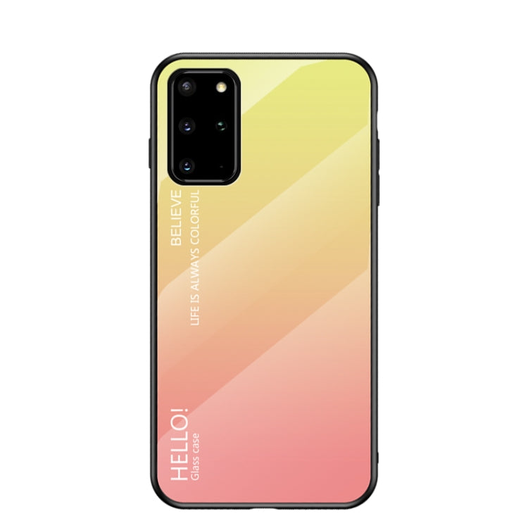 For Samsung Galaxy S20+ Gradient Color Painted TPU Edge Glass Case