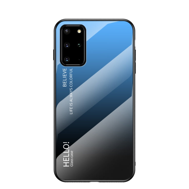 For Samsung Galaxy S20+ Gradient Color Painted TPU Edge Glass Case