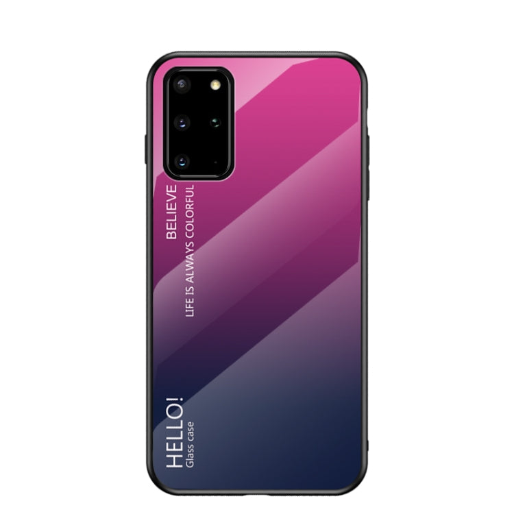 For Samsung Galaxy S20+ Gradient Color Painted TPU Edge Glass Case