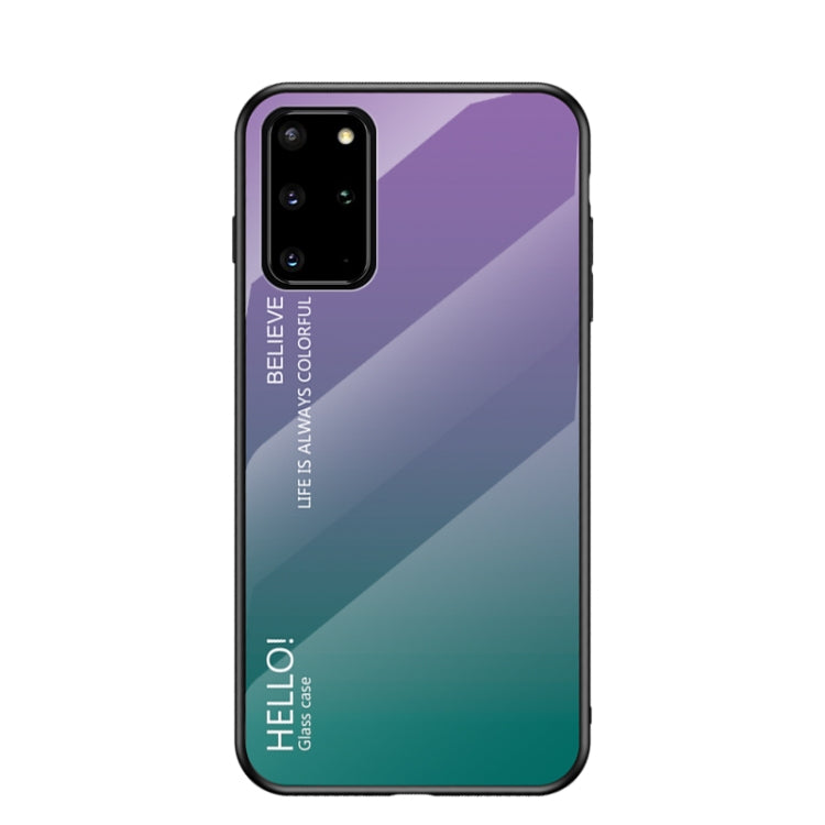 For Samsung Galaxy S20+ Gradient Color Painted TPU Edge Glass Case