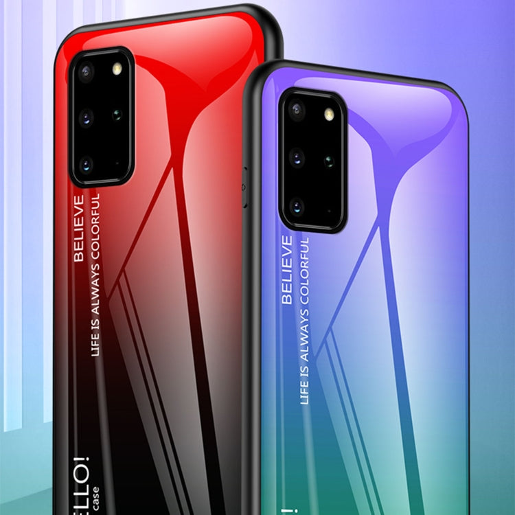 For Samsung Galaxy S20+ Gradient Color Painted TPU Edge Glass Case