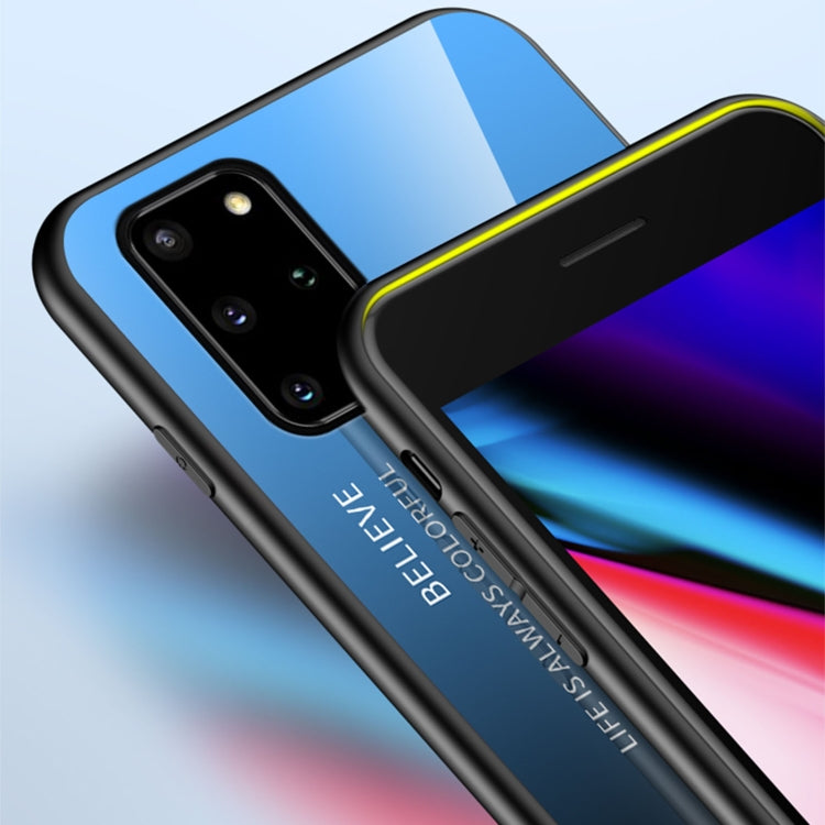 For Samsung Galaxy S20+ Gradient Color Painted TPU Edge Glass Case