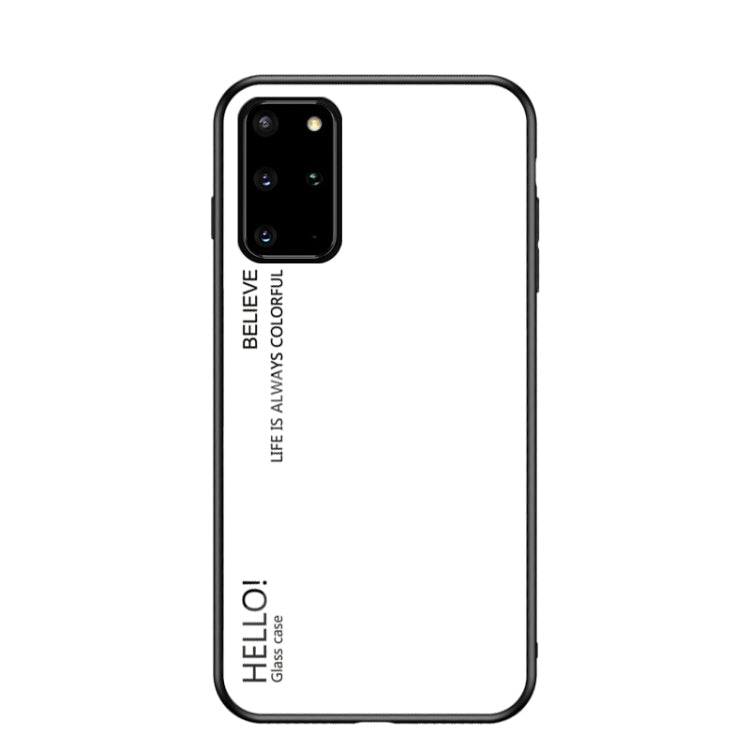 For Samsung Galaxy S20+ Gradient Color Painted TPU Edge Glass Case