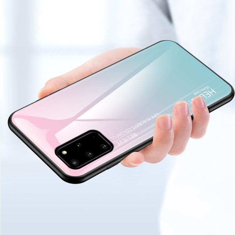 For Samsung Galaxy S20+ Gradient Color Painted TPU Edge Glass Case