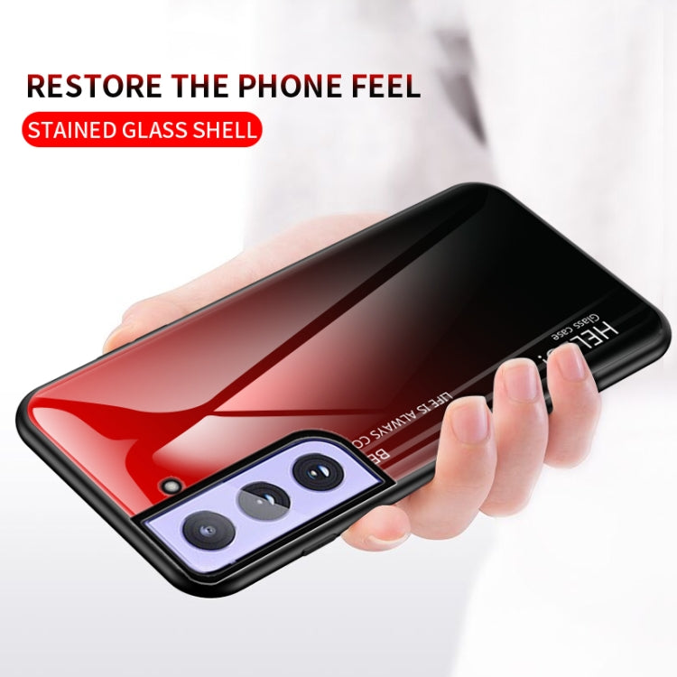 For Samsung Galaxy S21 5G Gradient Color Painted TPU Edge Glass Case