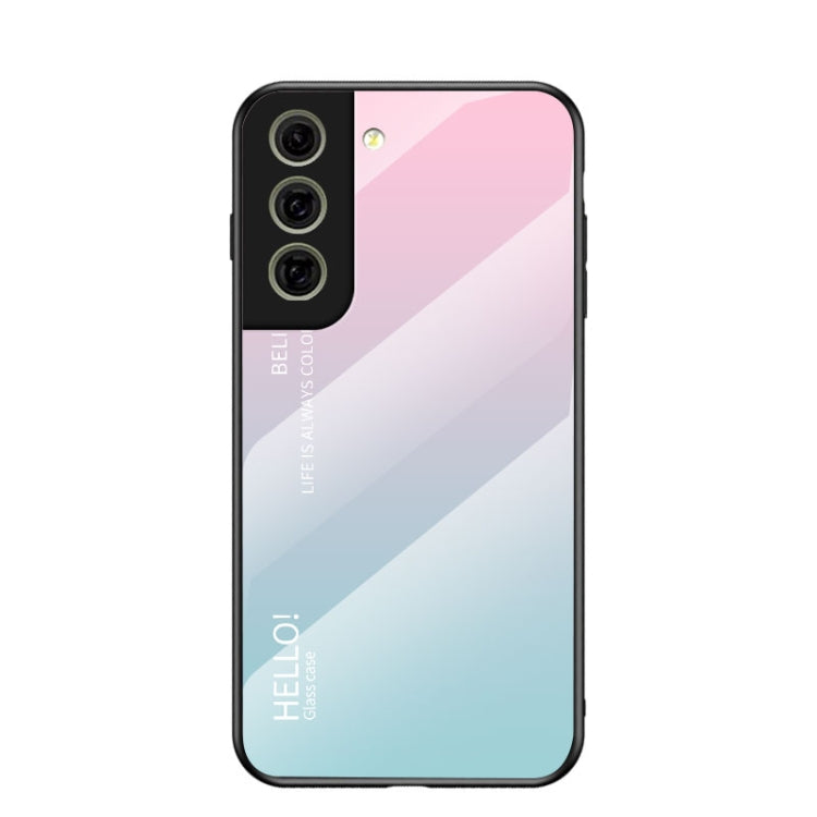 For Samsung Galaxy S21 FE 5G Gradient Color Painted TPU Edge Glass Case