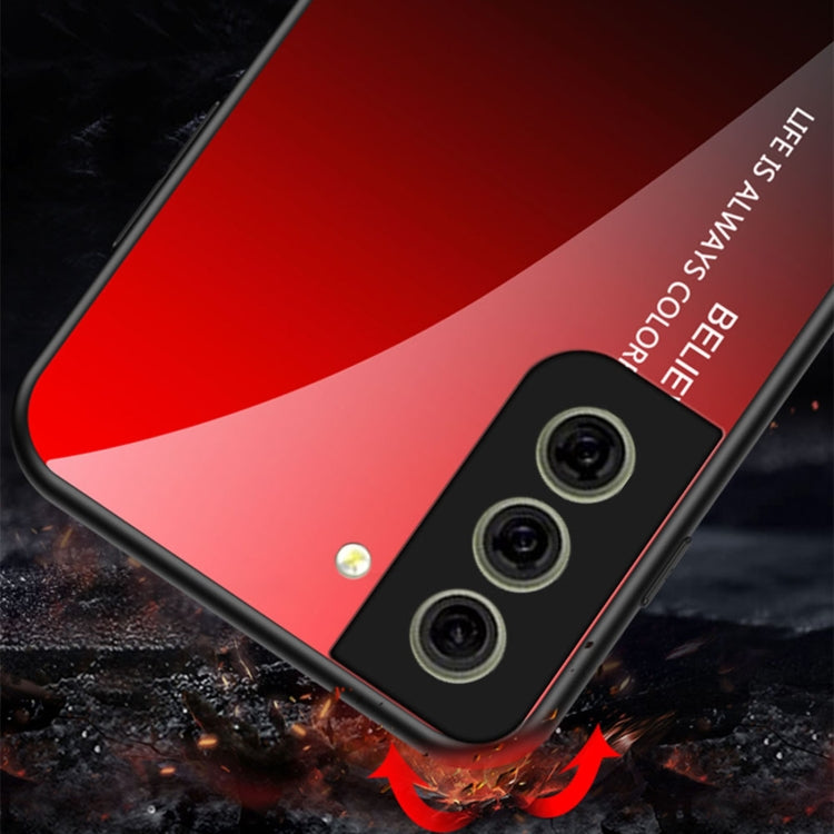 For Samsung Galaxy S21 FE 5G Gradient Color Painted TPU Edge Glass Case