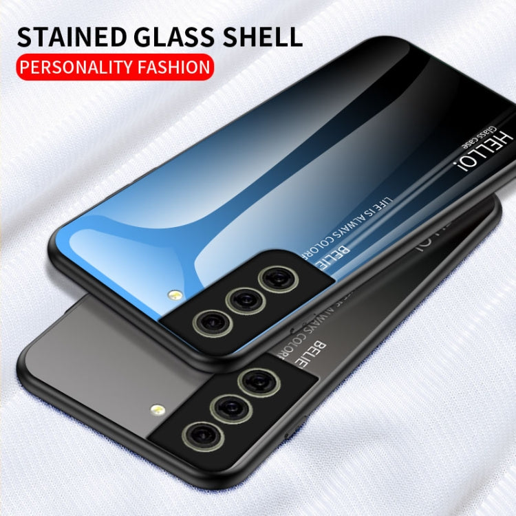 For Samsung Galaxy S21 FE 5G Gradient Color Painted TPU Edge Glass Case