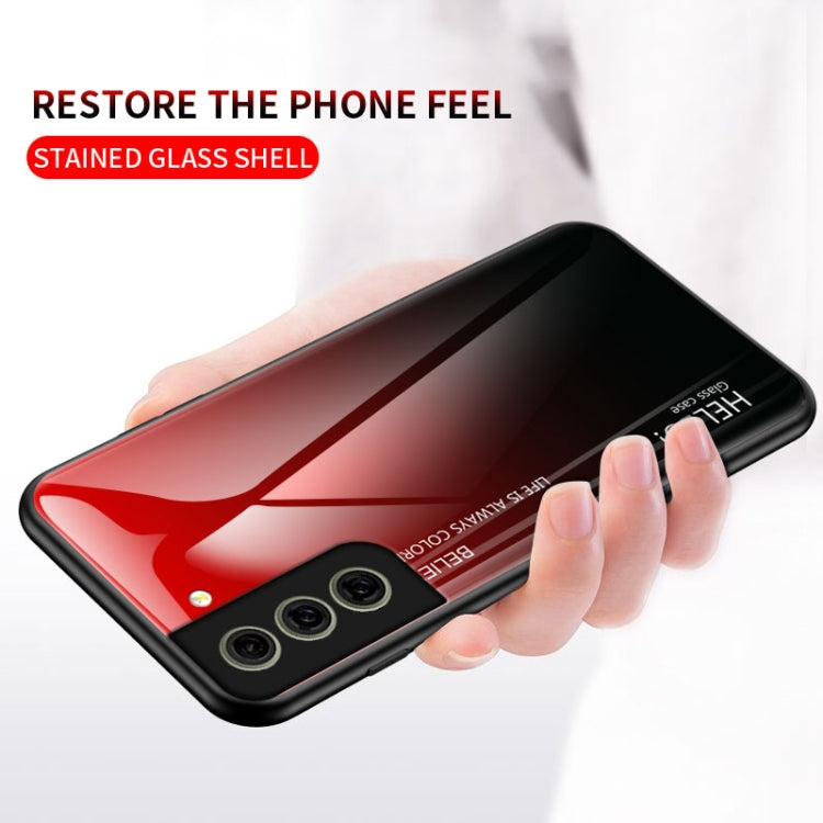 For Samsung Galaxy S21 FE 5G Gradient Color Painted TPU Edge Glass Case
