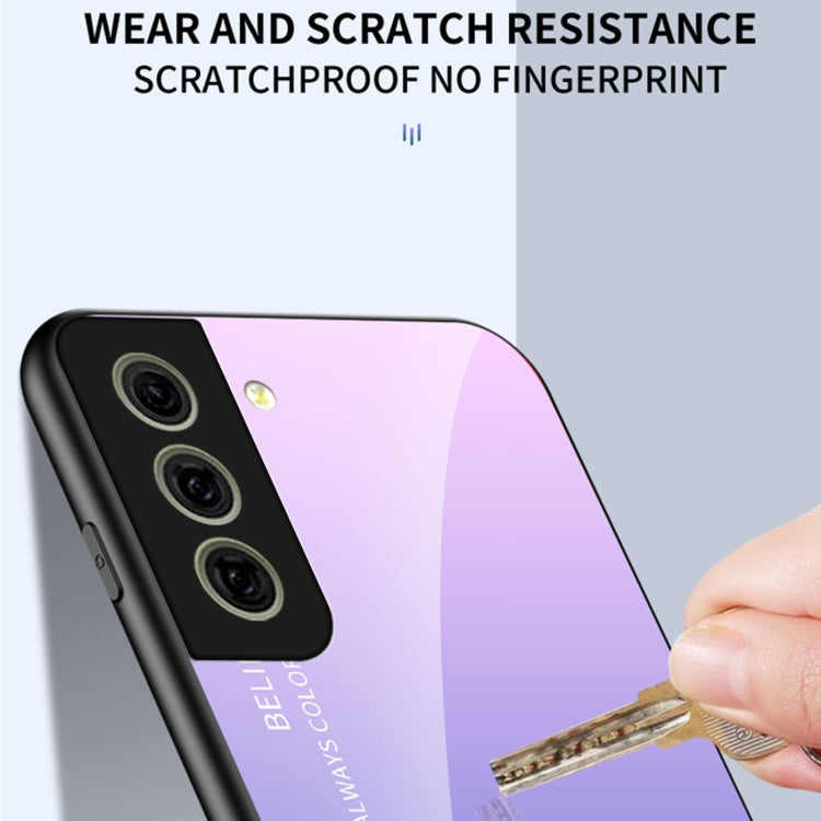 For Samsung Galaxy S21 FE 5G Gradient Color Painted TPU Edge Glass Case
