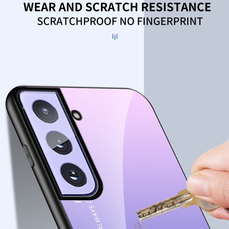 For Samsung Galaxy S21+ 5G Gradient Color Painted TPU Edge Glass Case